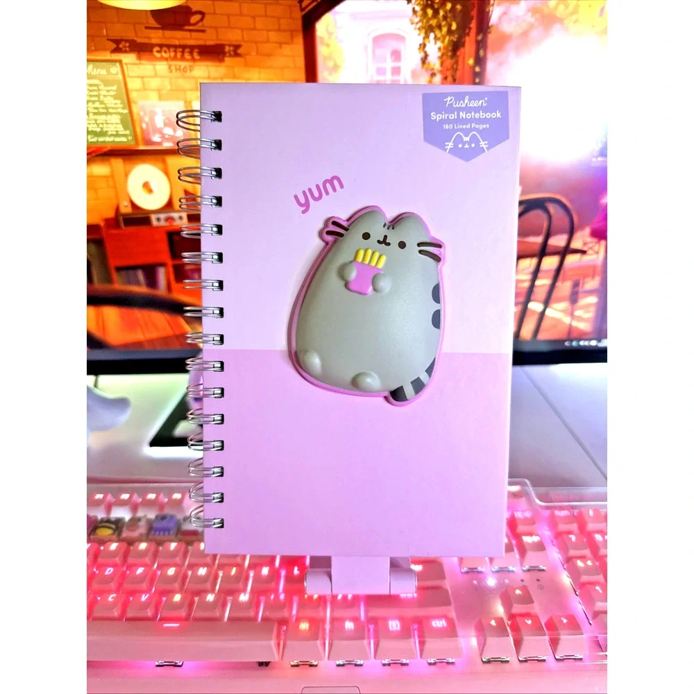 Pusheen Pink Notebook Yum Fries Squishy 3D Cover 160 Lined Pages 2025 Spiral